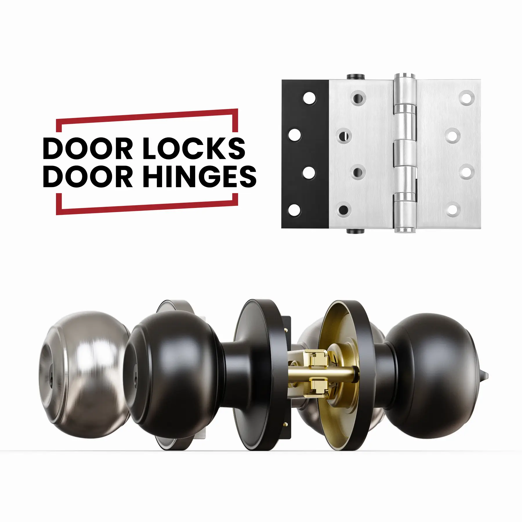 4" Stainless Steel Ball Bearing Door Hinges + Knob Lock
