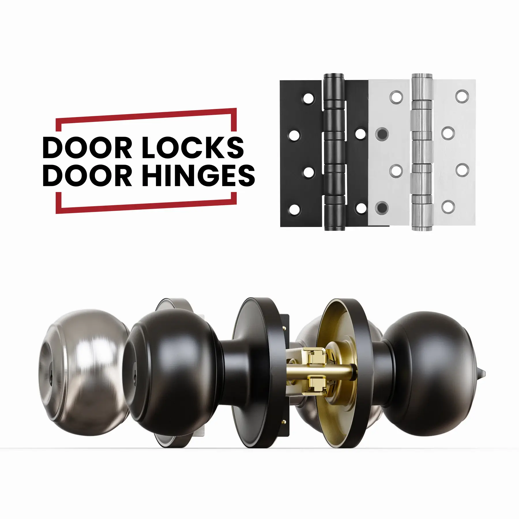 3x4" Stainless Steel Ball Bearing Door Hinges + Knob Lock