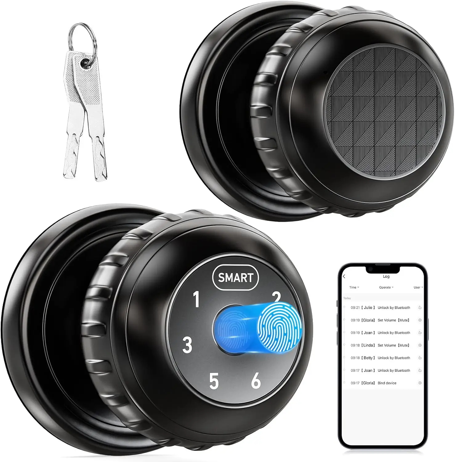Smart Door Locks – 4-in-1 Fingerprint Keypad Knob, App & Key